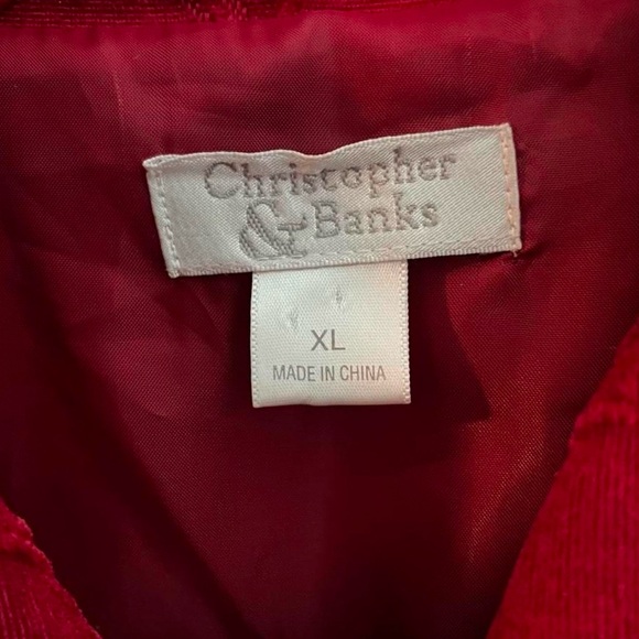 RED VELVET LIKE JACKET WITH FLORAL DETAILS - Picture 3 of 8